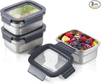 BEFOY Stainless Steel Food Storage Container with Lids Bento Lunch Box Leak Proof & Airtight for Kitchen Meal Prep freezer Reusable & Stackable Oven Dishwasher Safe (600 * 3)