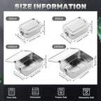 Umigy 12 Pcs Stainless Steel Food Containers 550/850/1400/2400 ml Metal Bento Lunch Box Stainless Steel Food Storage Containers, Lockable Clips to Leak Proof, Reusable Dishwasher Snack Boxes for Work