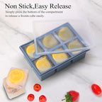 1/2 Cup Silicone Freezer Tray With Lid,Silicone Freezer Molds 6-Pack For meal prep & freezing of various sauces and other dishes, makes 36 perfect 1/2 cup portions cubes (Multicolor 6 Pack)