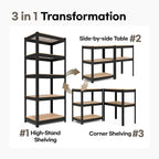 HOMEDANT House Black 5 Tier 24.4" W Laminated Metal Shelving Unit Adjustable Storage Utility Rack Heavy Duty Shelves Organization Multipurpose Shelf Kitchen Garage Pantry Closet 1 Pack