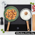 3-Piece Nonstick Pots and Pans Set with Lids, Includes 10.25 Inch Frying Pan 1.5Qt Saucepan and 2.2Qt Stock Pot, PFOA Free Dishwasher Safe Induction Compatible Family Cookware, Green