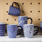 Selamica 30-Pieces Ceramic Dinnerware Sets for 6, Scratch Resistant Plates and Bowls Sets, Microwave and Dishwasher Safe, Vintage Blue A