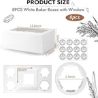 JCD 8pcs Cake Cupcake Combo Boxes with Clear Window and Cupcake Insert Fit 4 Cupcakes and 1 Mini Cake for Partry (1+4/8pcs)