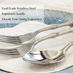 20-Piece Silverware Set with bamboo Handle,Stainless Steel Flatware Set, Modern Cutlery Set, Service for 4, Mirror Finish Dishwasher Safe