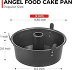HONGBAKE Angel Food Cake Pan with Removable Bottom, 10 Inch Tube Pan, Nonstick Pound Cake Pans for Baking, Chiffon Cake Mold, 16-Cup, Heavy Duty - Dark Grey