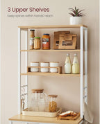 VASAGLE Coffee Bar, Baker’s Rack for Kitchen with Storage, 6-Tier Kitchen Shelves with 6 Hooks, Microwave Stand, Industrial, 15.7 x 23.6 x 65.7 Inches, Oak Color and White UKKS024W09