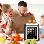 2 Slice Toaster Touch Screen, Stainless Steel Toasters Digital Timer 2 Slot Toasters, 8 Shade Settings 6 Bread Types for Bagel, Cancel, Defrost (Black)