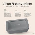 Ceramic Coated Glass Food Storage Container | No PTFE, PFOA, PFAS, and BPA | Reusable Non Toxic Meal Prep Container with Glass Lid | Easy To Store | 3 Cup Rectangle [Smoke]