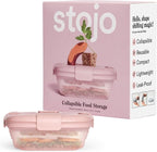 STOJO Collapsible Sandwich Box – 24oz, Reusable Food Storage Container, Silicone Bowl for Hot/Cold Food – Meal Prep, Lunch, Camping, Hiking – Dishwasher Safe (Set of 1, Carnation Pink)