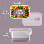 Bentgo MicroSteel Heat & Eat Container – Microwave-Safe, Leak-Proof, Easy-to-Clean, Lightweight Stainless Steel Reusable Food Storage with Airtight Silicone Lid (Lunch Size; 3-Cup Capacity; Dusk)