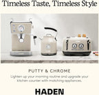 HADEN Barista Brew Espresso Coffee Machine, Stainless Steel Espresso Maker with Milk Frother and Steamer Function and 1.5L Water Tank, Putty & Copper