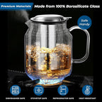 Aquach 68oz Glass Teapot with Stainless Steel Removable Infuser, Stovetop & Dishwasher Safe, Perfect for Brewing Loose Leaf Tea