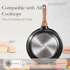 ESLITE LIFE Nonstick Ceramic Frying Pan Skillet, Non-Toxic Egg Omelette Kitchen Cooking Pans Compatible with All Stovetops (Gas, Electric & Induction), PTFE & PFOA Free (Black, 9.5'')