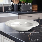 JUAN & JASMIN 24 oz Soup Bowl Set, 9.5 inch, Ribbed Rim Design, 2-Piece, Deep Dish Plate- Ideal Serving for Soup, Pasta, Dessert and Salad, Microwave & Dishwasher Safe