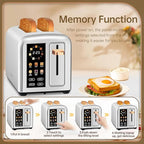 SEEDEEM Toaster 2 Slice, Real Touch Screen with LCD Display, Single-Slice Function, Stainless Steel Toaster, 50% Faster Heating, 1.5" Wide Slots, Removable Crumb Tray, 1350W, Silver Metallic