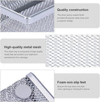 WuGeShop Expandable Silverware Drawer Organizer, Metal Mesh Large Kitchen Flatware Cutlery Tray, Adjustable Kitchen Drawer Organizer for Large Utensils (7+2 Compartment, Silver)