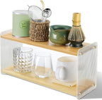 2Tier Matcha Whisk Set Organizer Station - Aesthetics Pine Wood Coffee Bar Accessories Station Organizer