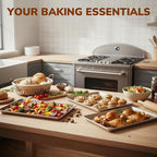 Nonstick Baking Sheet Pan Set of 3, Heavy Duty Cookie Sheets for Oven, 0.6mm Thick Quarter Size & Half Size & Jelly Roll Pan, Rustproof & Easy Clean with Textured Surface(Champagne Gold)