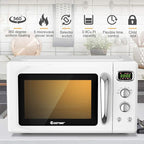 COSTWAY Retro Countertop Microwave Oven, 0.9Cu.ft, 900W Microwave Oven, with 5 Micro Power, Defrost & Auto Cooking Function, LED Display, Glass Turntable Viewing Window, Child Lock, ETL