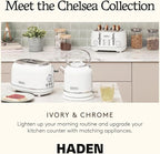 Haden Chelsea 4 Slice Wide Slot Toaster with Adjustable Browning Control, Ivory & Chrome