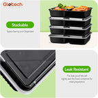 Glotoch 50 Pack (100-Piece) 34oz Meal Prep Containers Reusable with Lids 3-Compartment Containers Microwave, Freezer, Dishwasher Safe - Leakproof Durable To Go Take Out Plastic Food Storage