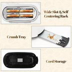 4 Slice Toaster with Touch Screen Control, 1.5" Wide Long Slots, 6 Browning Levels & 6 Bread Types, Digital Timer, Memory, Defrost, Reheat (WHITE)