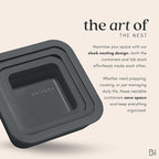 Ceramic Coated Glass Food Storage Container | No PTFE, PFOA, PFAS, and BPA | Reusable Non Toxic Meal Prep Container with Glass Lid | Easy To Store | 5 Cup Square [Onyx]