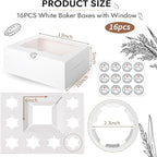 JCD 16 Pcs Cake and Cupcake Combo Bento Boxes with Clear Lid and 8 Cupcake Holes for Vanlentine Wedding Birthday Party Bakery Baking Supplies (1+8/16Pcs)