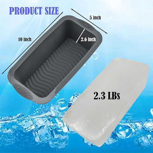 6Pcs Extra Large Ice Block Mold, YINOWON Large Silicone Ice Molds for Ice Bath, Large Ice Cube Molds for Cold Plunge Or Coolers, Ice Tray for Bath (6pcs Gray)