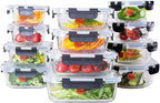 24pcs Set Food Storage Containers (12 Airtight & 12 Lids) | Glass Meal Prep Containers | Lunch Box | BPA Free, Leakproof Lids, Dishwasher, Microwave & Freezer Safe for Kitchen