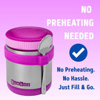 Yumbox Zuppa Leak-Proof Insulated Food Jar, 14 oz (1.75 cups), Triple Insulated Stainless Steel, Keeps Food Hot for 6 Hours, Cold for 12 Hours, Wide Mouth with Removable Utensil Band, Bijoux Purple