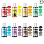 Gel Food Coloring Set - 8 Colors Concentrated Vibrant Edible Food Grade Dye for Baking, Cake, Cookie Decorating, Fondant, Icing, Frosting, Macaron, DIY Crafts - 5.41 fl.oz (20ml/Bottle)