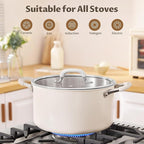 12 Quart Tri-Ply Stainless Steel Stock Pots with Lid, BEZIA Induction Soup Pot with Lid, Large Kitchen Cooking Pots with Silicone Handle, Compatible with All Cooktops, Free of PTFE/PFOA/PFOS