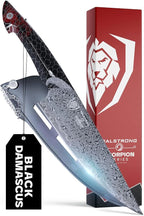 Dalstrong Chef Knife - 9.5” Scorpion Series - Exclusive Japanese V12 Ultra Steel - Black Damascus Chef Knife - Black & Red Honeycomb Resin Handle -Scorpion Kitchen Knives w/Chef Knife Sheath