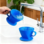 Handmade Pour Over Ceramic Coffee Dripper - Authentic Brewing Experience for Camping, Office, and Home (Blue)