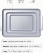 Caraway Non-Stick Ceramic Baking Sheet Trio - Naturally Slick Ceramic Coating - Non-Toxic, PTFE & PFOA Free - 18 x 13" Large, 15 x 10" Medium, & 9" x 13" Small - Navy
