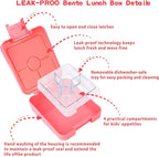 Bento Lunch Box Set for Kids with 10oz Soup Thermo, Leak-Proof Lunch Containers with 4 Compartment, Kids Thermo Hot Food Jar and Insulated Lunch Bag for Kid to School,BPA-Free(Pink)