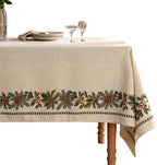 ISAENNE Designer Christmas Linen Square Tablecloth,Light Beige Western Elegant Table Cloth,Fall Wrinkle Resistant Decor Tablecloths for Dining Thanksgiving Kitchen Christmas,67"*67"-Carol G