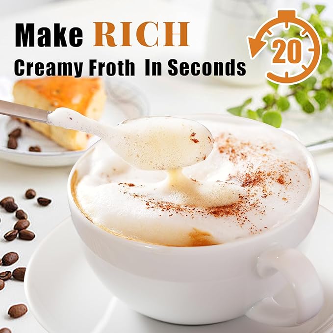 Nahida Milk Frother Wand for Coffee Frother Handheld with Stand Electric Whisk with 3 Heads 3 Speeds Drink Mixer Coffee Frother Foam Maker For Latte, Cappuccino, Hot Chocolate, Egg - Green