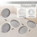 12 Pcs Unbreakable Deep Dessert Plates Set, 8 inch Reusable Plastic Wheat Straw Plates, Microwave and Dishwasher Safe Plate for Kitchen, Lightweight Plate for Dessert, BPA Free, Dark Gray