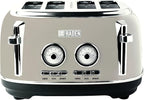 Haden Dorset 4 Slice Wide Slot Stainless Steel Toaster with Adjustable Browning Control & Non-Slip Feet, Putty & Chrome