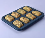 Monfish Mini loaf pan 8 cativy Small Rectangle brownie cake pan Carbon Steel Royal blue non stick