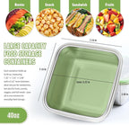 4 Pack Sandwich Containers, 40oz Stainless Steel Sandwich Box with Airtight Lids, Reusable Metal Meal Prep Lunch Boxes, BPA-Free, Dishwasher Safe, Large Capacity Food Storage Containers (Black)