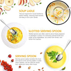 Patelai Serving Utensils Set Include Stainless Steel Large Spoons Slotted Spoons Forks Tongs Soup Ladle and Pie Server for Parties Buffet Catering, Dishwasher Safe(Silver,15 Pieces)