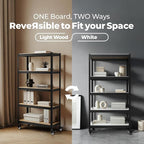 HOMEDANT House 5-Tier Metal Rolling Cart Shelf Rack Casters Heavy Duty Laminated Wheel Shelving Unit Adjustable Utility Storage Shelves Organizer Shelf Kitchen Garage 24.4" W x 16.5" D x 62.2" H 4Pack