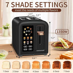SEEDEEM Toaster 2 Slice, Touch Control Stainless Toaster LCD Display, 50% Faster Heating Speed, 1.4'' Wide Slots, More Timer Functions, Removable Crumb Tray, 1350W, Dark Chocolate