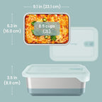 Bentgo® MicroSteel® Heat & Eat Container - Microwave-Safe, Sustainable & Reusable Stainless Steel Food Storage Container with Airtight Lid for Eco-Friendly Meal Prepping (Family Size - 8.5 Cups)