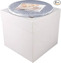Cakebon Cake Boxes with Boards - 10 Inch Round Cake Drum Silver - Box With Window for Birthdays, Weddings and Parties (1pc Each, 2pcs Total)