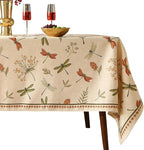 ISAENNE Designer Floral Linen Table Cloth for Rectangle Table,French Off White Elegant Tablecloth,Washable Home Decor Tablecloths for Dining Thanksgiving Kitchen Christmas,55"*79"-Grace B