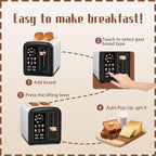 SEEDEEM Toaster 2 Slice with Touch Screen, Faster Heating Speed, 7 Shade Setting, 6 Bread Type, 1.5”Wide Slots Toaster, Removable Crumb Tray, 1350W, Dark Chocolate